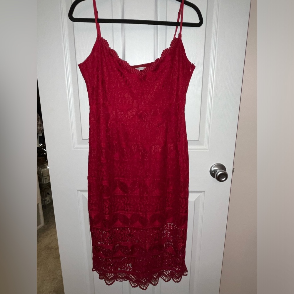 Red lace cocktail dress